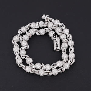 Trendy 925 Sterling Silver Moissanite Diamond 8 MM Link Chain Necklace with VVS Clarity Platinum and Gold Accent for Women <b>Men</b> - Product Image 4