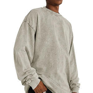 เสื้อยืดคอตตอน 100% สกรีนโลโก้ตามสั่ง ขายดี สำหรับผู้ชาย ทรงหลวม แขนยาว ล้างสีแบบแอซิดวอช เสื้อยืดแขนยาวกันน้ำ ล้างสีแบบแอซิดวอช - Product Image 3