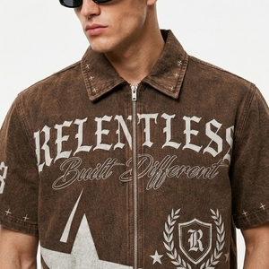 Chaqueta de mezclilla para hombre 100% algodón, lavada, personalizada, de manga corta, con cremallera frontal, estilo urbano, estampada, para verano, otoño e invierno, proveedor - Product Image 4