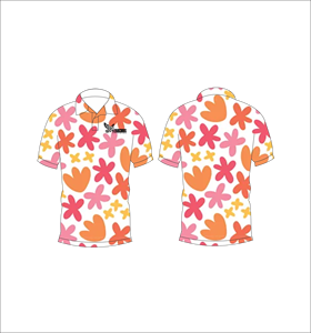 <b>Orange</b> Pink Star Floral <b>Polo</b> Shirt Colorful Abstract Flower Pattern Short Sleeve Summer Casual Front Back View - Product Image 4