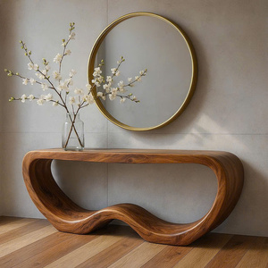 Mesa Consola Vintage Moderna Hecha a Mano, Mesa de Madera Maciza Natural de Alta Calidad para Sala de Estar, Muebles de Apartamento - Product Image 4