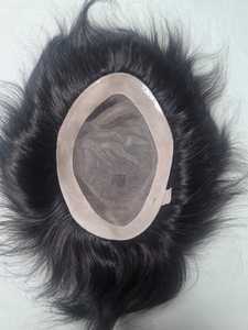 Toupee de Cabello Liso Negro con Base de Encaje BD y Monofilamento, Parte Central, Cabello Remy Indio de 28mm, Nudos Invisibles, 130% de Densidad - Product Image 4