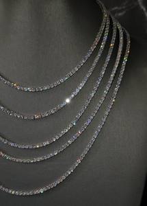 Collar de cadena tipo tenis con moissanita brillante de corte redondo, chapado en platino sobre plata 925, diamante original de 3mm, color D, VVS, para boda, joyería fina - Product Image 3