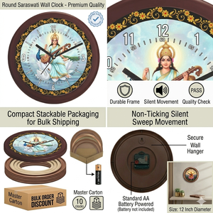 นาฬิกาแขวนผนังพิมพ์ลายส่วนตัว ซาราสวติ รุ่นโมเดิร์น - ของตกแต่งบ้านธีมการศึกษาสุดหรู ของขวัญสำหรับวันแม่และวันรับปริญญา - Product Image 2