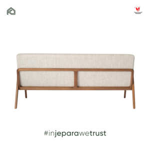 Modern Mid Century 3 Seater <b>Sofa</b> Solid <b>Wood</b> <b>Frame</b> Beige Fabric Upholstered Couch for Hotel Villa Living Room Furniture - Product Image 4