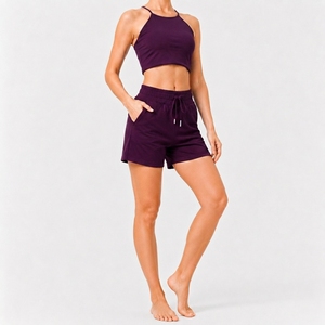 Womens Everyday Casual Two Piece Clothing <b>Set</b> Featuring Pocket Shorts And Soft Crop Top Design - Product Image 2