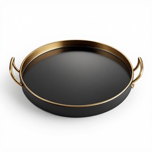 Colección de bandejas de lujo Royal Eclipse Gold Black Metal para hogares elegantes, hoteles e interiores sofisticados de hostelería. - Product Image 1