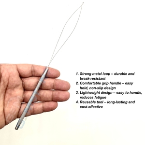 Custom Logo Stainless steel Hair Extension Loop Tool – Professional Micro <b>Beads</b> Pulling <b>Needle</b> for Nano Ring Installation - Product Image 3