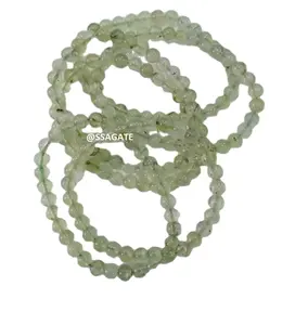 Incroyable et naturel Bracelet de perles de pierre de prénite 6mm Bracelet élastique de perles de cristal de guérison à vendre Acheter en ligne chez S S AGATE