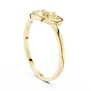 Elegante Anillo de Diamantes con Corazón Abstracto en Oro Amarillo para Mujer, Anillo de Compromiso, Promesa, Boda, Aniversario, Minimalista y de Lujo - Product Image 1