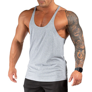 Wholesale OEM ODM <b>Men</b> Stringer <b>Singlet</b> Gym Tank Top Sleeveless Breathable Fitness Workout Training Sportswear Knitted Plus Size - Product Image 4