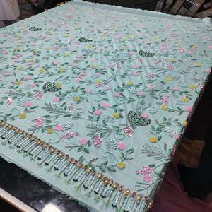 Tela de encaje de malla con bordado de flores 3D de alta calidad, con cuentas, al por mayor, tul cosido a mano para prendas de mujer y vestidos de noche - Product Image 6