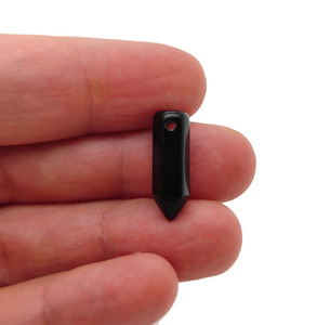 Pierres de cristal noires polies en forme de goutte d'eau avec trou percé pour la fabrication de bijoux et les fournitures d'artisanat - Product Image 2