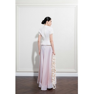 Wholesale Skirts For Women SERENITY <b>ASYMMETRICAL</b> MIDI SKIRT Fabric Three Lightweight Soft Layers Women's Skirts From Vietnam - Product Image 1