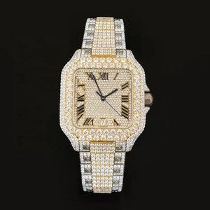 Montre de luxe entièrement sertie de diamants Moissanite VVS, mouvement automatique numérique, bracelet en acier inoxydable, montre à quartz Hip Hop avec diamants - Product Image 2