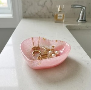 Plateau en résine en forme de cœur, élégant et décoratif, pour bougies, bijoux, accessoires, mariage, fête, décoration de la maison, présentoir - Product Image 6