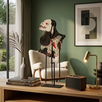 Marionnette de l'ombre Wayang Kulit Gareng en cuir indonésien artisanal, décoration de table traditionnelle javanaise, objet d'art ethnique