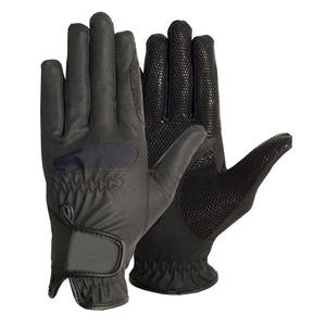 Men's Black Textile Riding Gloves Solid Color Regular Fit Grip Gloves <b>Equestrian</b> Use - Product Image 6