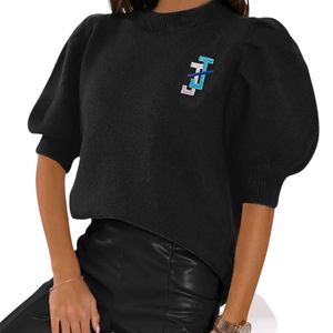 Título del Producto de Alibaba (145 Caracteres) Suéter Personalizado para Mujer con Logotipo Bordado, Manga Abullonada, Cuello Redondo, Tejido de Punto - Product Image 2
