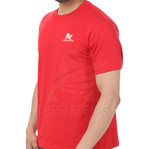 Camiseta de Manga Corta Roja para Hombre Aussie Edge, Corte Regular, Cuello Redondo, Informal, Tejido de Punto, Transpirable, 100% Algodón, Secado Rápido - Product Image 3