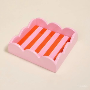 Playful Stripes <b>Small</b> Lacquer Tray Cute Serving Tray For Snacks, <b>Coffee</b> <b>Table</b> And Home Styling - Product Image 1