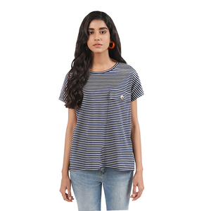 T-shirt décontracté pour femme, col en V, manches courtes, coupe classique, 100% coton jersey, écologique, respirant, toutes saisons - Product Image 1