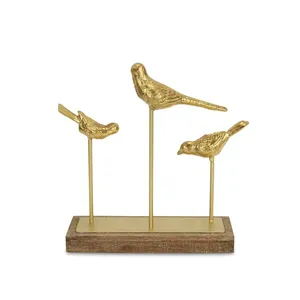 Juego de Esculturas de Pájaros Dorados, Decoración de Mesa Hecha a Mano en Latón, Figura Animal Contemporánea para Sala de Estar - Product Image 2