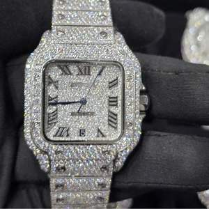 นาฬิกาข้อมือผู้ชายหรูหราแบบขายส่ง ประดับเพชรโมอิสซาไนต์ VVS ระดับพรีเมียม สไตล์ฮิปฮอป ตัวเรือนทองคำขาว/ทองคำเหลือง สแตนเลสสตีล ระบบออโตเมติก สำหรับธุรกิจ หน้าปัดอนาล็อก - Product Image 1