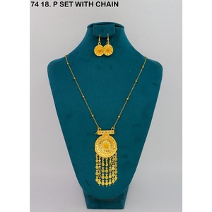 ชุดสร้อยคอจี้ห้อยทรงเจลาห์เคลือบทองสวยงาม สไตล์ชาติพันธุ์ ชุดเครื่องประดับโลหะผสมทอง สร้อยคอสำหรับผู้หญิง เครื่องประดับแฟชั่น - Product Image 3