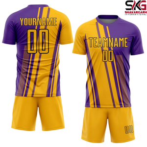 Custom Volleyball Uniform Set Quick Dry Soccer Jersey Teamwear Kit Purple Yellow Printed Sports Dress - Product Image 1