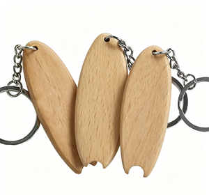 Porte-clés en bois personnalisé avec gravure laser promotionnelle, logo de planche de surf - Product Image 3