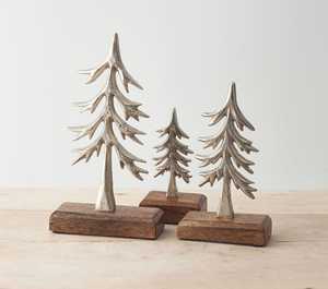 Elegante árbol de Navidad de plata pulido, decoración festiva de vacaciones con base de madera, decoraciones navideñas, categoría de producto - Product Image 1