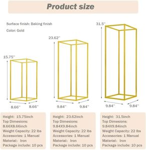 Supporto cilindrico in metallo dorato, colonna espositiva quadrata, porta vaso per decorazioni di matrimoni e feste di compleanno - Product Image 5
