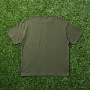 Camiseta Verde Oliva para Hombre, Estilo Utilitario, Cuello Redondo, Manga Corta, Casual, Streetwear, Algodón, con Bolsillo - Product Image 5