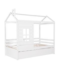 Letto a capanna in legno bianco per bambini, misura Twin, con letto estraibile - Set completo - Product Image 4