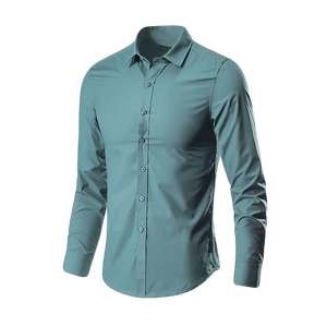 Camisa de Vestir Negra para Hombre, Corte Entallado, Manga Larga, con Botones, Formal, Informal de Negocios, para Oficina, Boda, Fiesta, Premium, Elegante, Cómoda, 100% - Product Image 2
