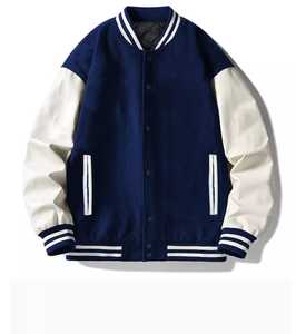 Red <b>Black</b> Varsity <b>Jacket</b> Unisex Casual <b>Fleece</b> Baseball Coat Turn-down Collar Regular Fit Autumn Wear - Product Image 5
