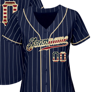 Men Navy White Pinstripe Baseball Jersey Button Front Team Shirt Performance <b>Athletic</b> Game Day Practice Sports Uniform Wear - Product Image 2