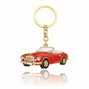 Llavero de metal personalizado con forma recortada de coche, esmaltado suave, recuerdo para niños. - Product Image 2