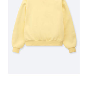 Sweat-shirt jaune pâle à col montant avec devant uni, manches longues, poignets et ourlet côtelés, logo personnalisé pour collections de tenues de boutique - Product Image 5
