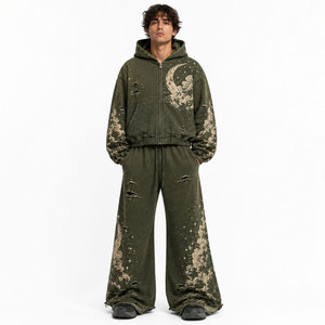 Conjunto Deportivo Unisex con Capucha, Diseño Color Block con Estampado de Estrellas, Poliéster, Estilo Urbano, Pantalones Jogger, Otoño, Corte Holgado - Product Image 5