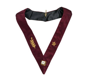 Collier maçonnique en velours marron de Rite écossais du 14e degré, broderie dorée de qualité supérieure, sur mesure, Perfect Elu - Product Image 1