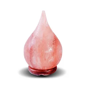 Lámpara de Sal del Himalaya Rosa Natural Premium en Forma de Lágrima con Base de Madera, Luz Nocturna Purificadora de Aire - Product Image 4