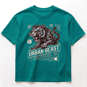 เสื้อยืดแขนสั้นผู้ชาย Urban Beast Protocol 01 คอกลม ทรงปกติ ผ้าเจอร์ซีย์คอตตอน 100% สไตล์สตรีท ระบายอากาศได้ดี น้ำหนัก 240 กรัม - Product Image 3