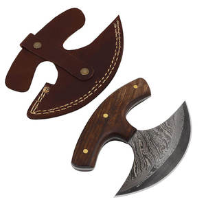 Couteau de cuisine Ulu en acier Damas fait main sur mesure OEM avec manche en bois, couteau de découpe culinaire en gros - Product Image 5