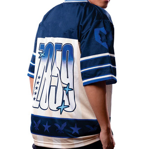 เสื้อเจอร์ซีย์อเมริกันฟุตบอลแบบสตรีทแวร์สั่งทำพิเศษ ผ้าตาข่าย ทรงโอเวอร์ไซส์ เสื้อซ้อมทีม ระบายอากาศได้ดี ผลิตจากโพลีเอสเตอร์ คอวี ผลิตจำนวนมากแบบ OEM - Product Image 3