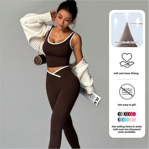Wholesale Best Selling New Design Fashionable Women Yoga <b>Set</b> 2-Piece Spandex/Polyester Quick Dry Breathable Lightweight Custom - Product Image 3