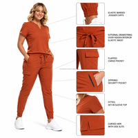 Uniforme d'infirmière unisexe en tissu Spandex/Polyester, anti-plis, avec logo personnalisé, poche latérale, coupe jogger et col mandarin