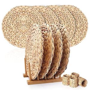 <b>Round</b> Bohemian Design Water Hyacinth Woven Eco-Friendly Non-Slip Handmade Durable <b>Placemats</b> 10mm Thickness OEM/ODM - Product Image 5