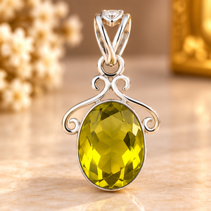 Pendentif en argent 925 avec quartz citron jaune taille ovale pour bijoux de luxe - Product Image 2